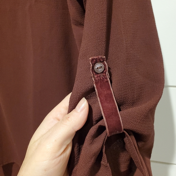 Vero moda lg long flowy tunic 3/4 sleeve oversized blouse burgundy - Picture 3 of 15